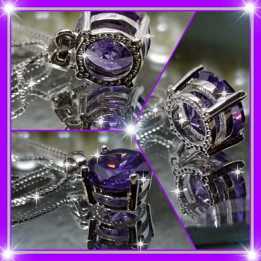 💜 3.5CT 'TANZANITE'SOLITAIRE NECKLACE 💜18"